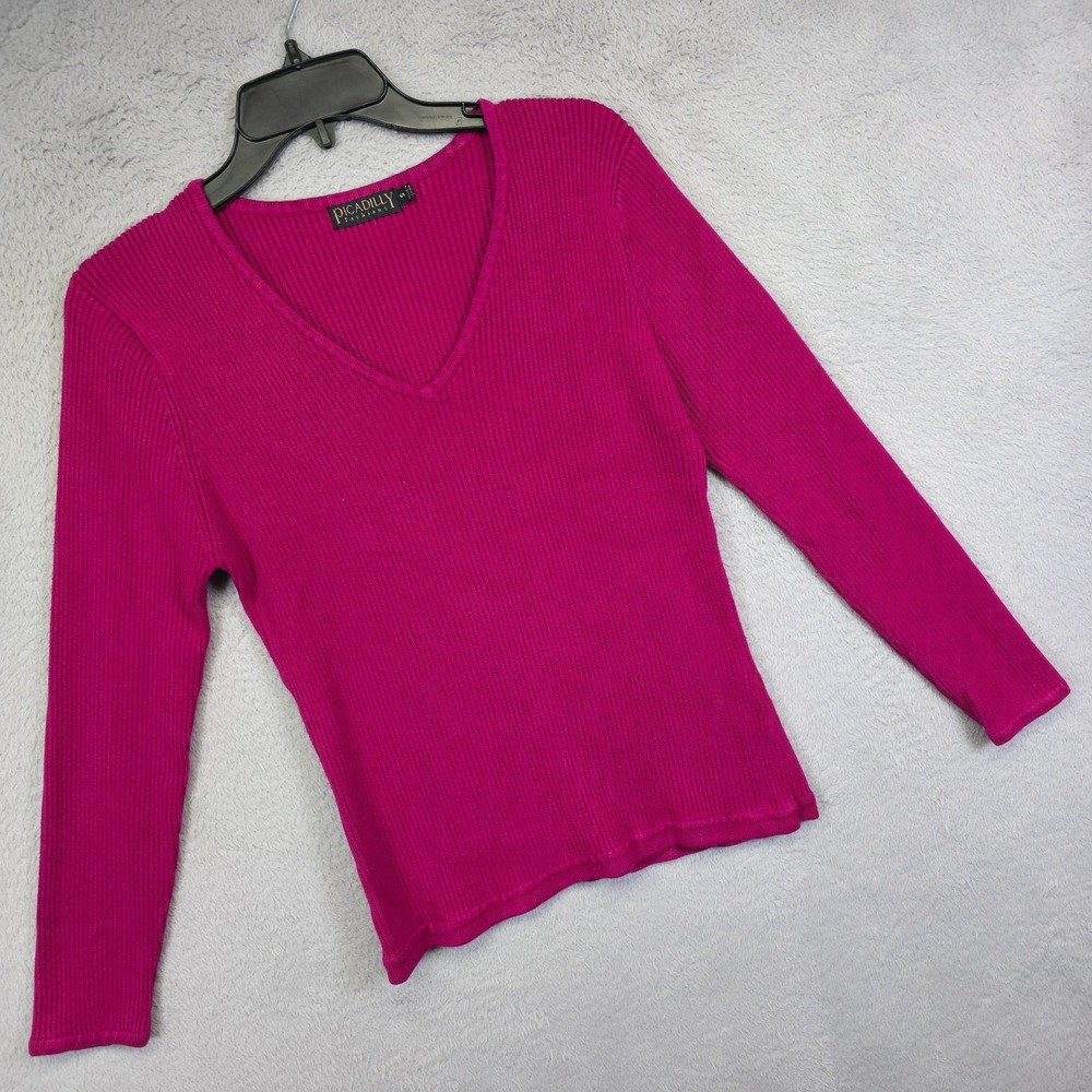 Picadilly Sweater Top Womens S Purple Ribbed Knit Stretch Fitted Y2K‎ Minimalist